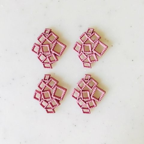 Matte Pink Small Linked Square Parts