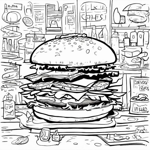 【大人の塗り絵】ビッグハンバーガー