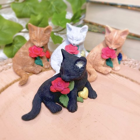❁⃘アロマストーン　猫と薔薇❁⃘