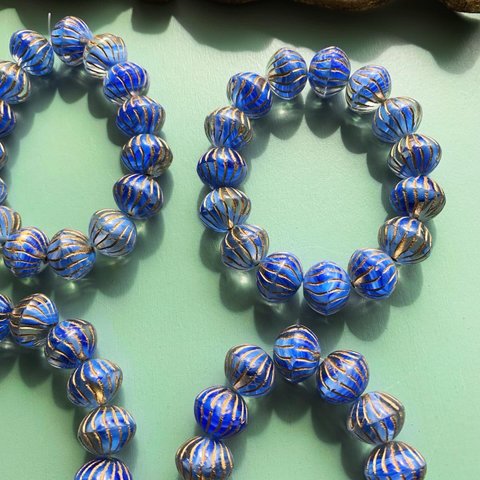 【1連15コセット】JIRI＊IVANA#czech beads#チェコビーズ　bicone12✖️10㍉ crystal＊blue irregular mix/ bronze