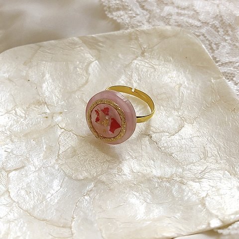 ヴィンテージ風リング💍くすみピンク