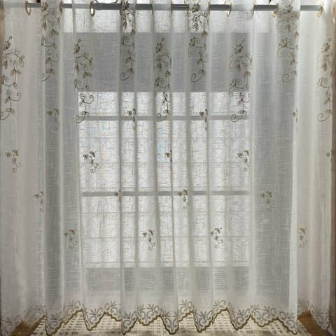 エレガントなラメ刺繍カフェカーテン（幅90cm×丈70cm）