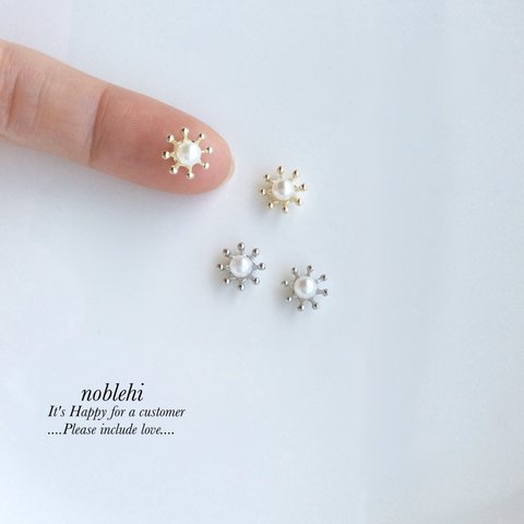 new ピアス▷ mini flower pearl  ピアス/ノンホールイヤリング/ノンホールピアス/樹脂ピアス/イヤリング＊受注製作＊フォーマル 母の日