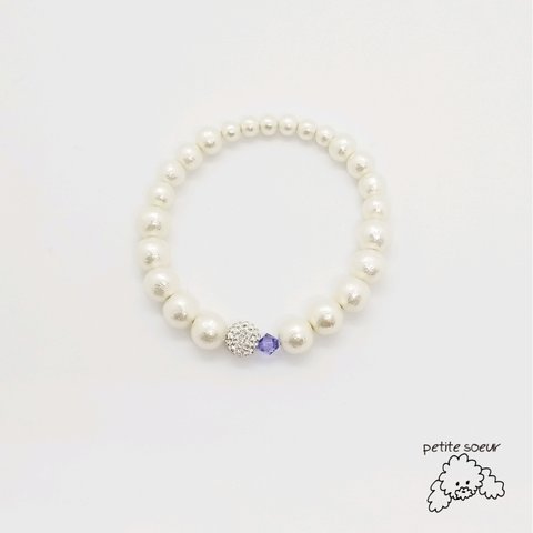 犬用コットンパールネックレス(12月December💎tanzanite)