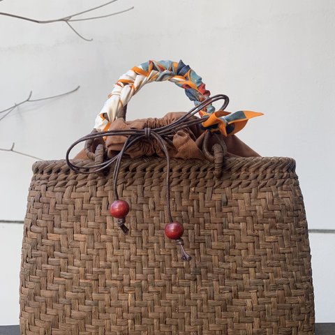 国産山葡萄　山葡萄籠バッグ　網代編み　可動式持ち手　内布あり
