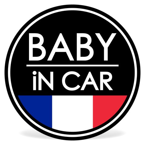 BABY IN CAR ステッカー / フラッグシリーズ / 耐水・耐候・日本製 〈フランス国旗〉