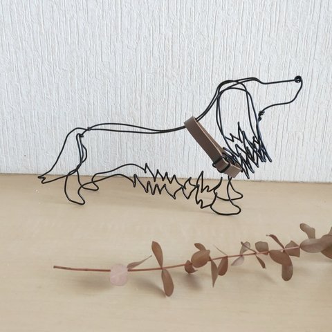 犬　ダックスフント　ロング　サラサラ　ワイヤークラフト　ワイヤーアート