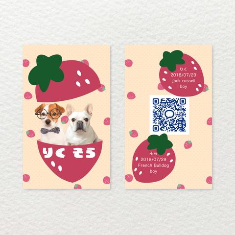 【送料無料】セミオーダーペット名刺／いちご／多頭飼い向け