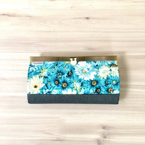 BLUE花柄×デニムの長財布