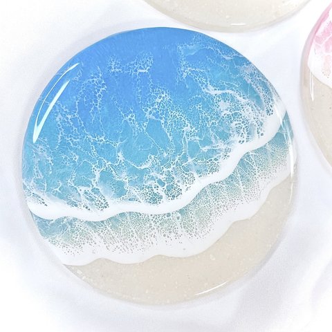 『海のコースター』カラフル　　海レジン　アート　アクセサリー　ディスプレイ　インテリア　小物