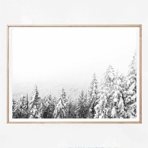 A4 アートポスター 「北欧の白い森」　おしゃれ 北欧 インテリア 雑貨