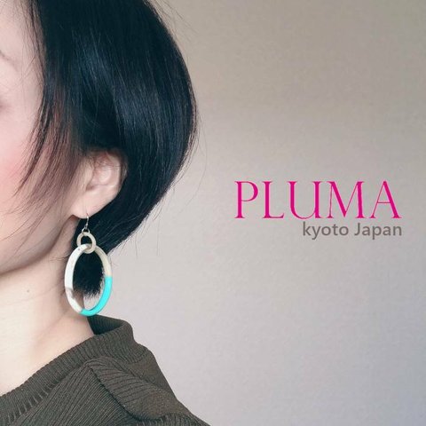 フープバッファローホーン ピアス イヤリング  人気 流行 女性 水牛 角 pluma_a_013