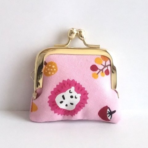 ■角型■小さいがま口：ちっちゃいがま口：角230：かわいいがまぐち：小さい財布：littlie purse：ハリネズミ,キノコ,hedgehog