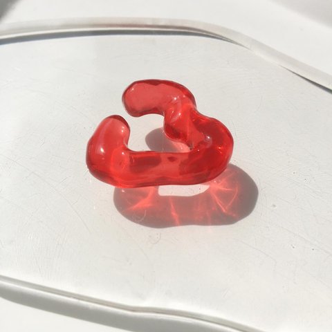 small HEART earcuff ( pop red )