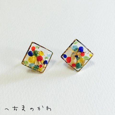 colorful marble／イヤリングorピアス