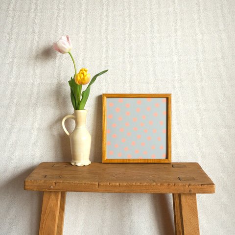 「mimosa dot（lilac & orange）」20cm角ポスター