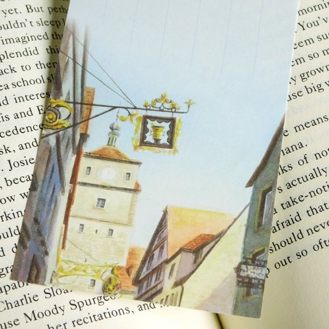 水彩画一筆箋008「 ローテンブルク-塔のある風景」２５枚