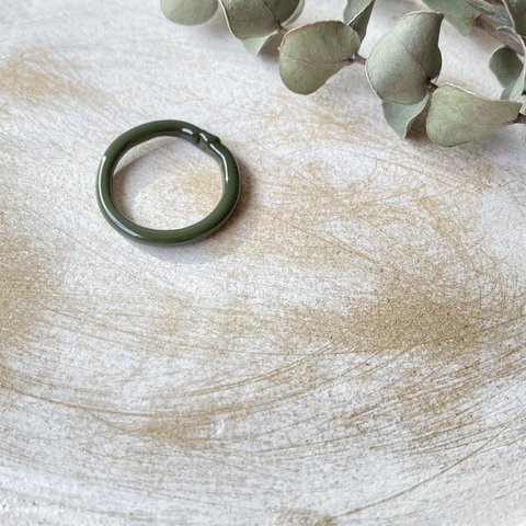 slim glass ring khaki 約6号