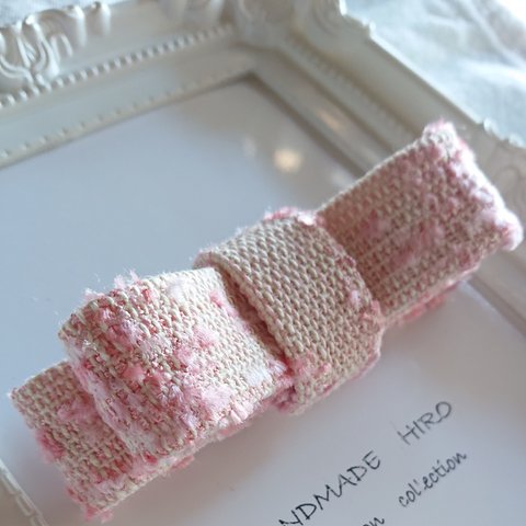 BEGONIA PINK & IVORY・立体 RIBBON /BARRETTA