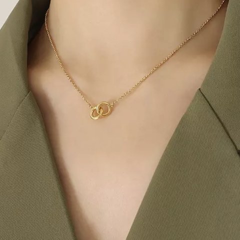 ゴールド ネックレス リング  18k シンプル