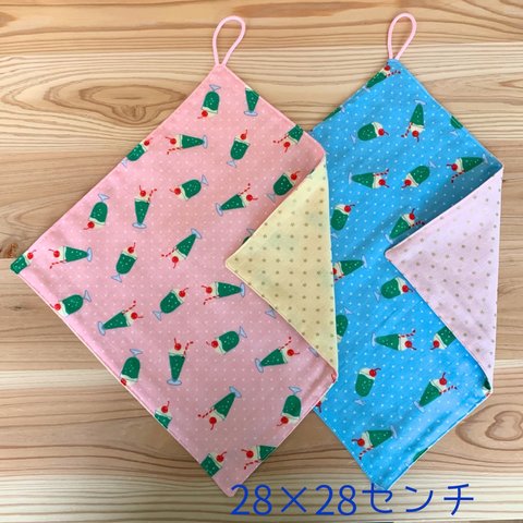 クリームソーダ【28×28センチ】ループ付きタオルセット