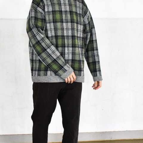 洗えるカシミヤニット“CHECK” size2 (gray)