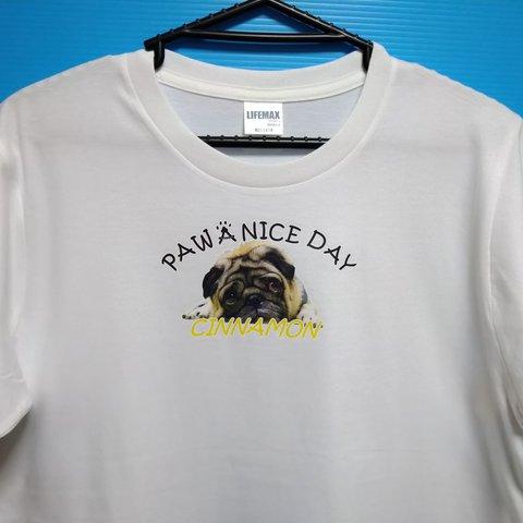 PAW(PUG) A NICE DAY：ペットオリジナルTシャツ