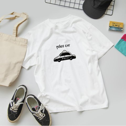 【SUZURIにて販売中！】norimonoシリーズ　police car（パトロールカー）Tシャツ