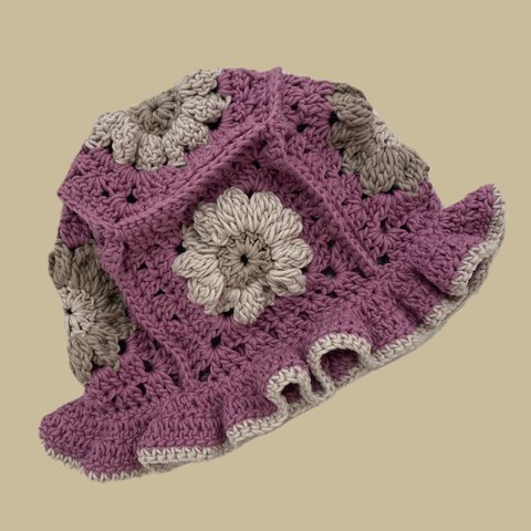 granny square hat【kids】grape