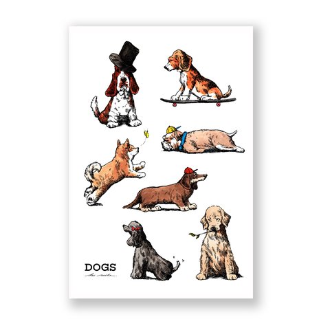 お好みのイラストカード（キャンバス加工）2枚セット【105.DOGS】