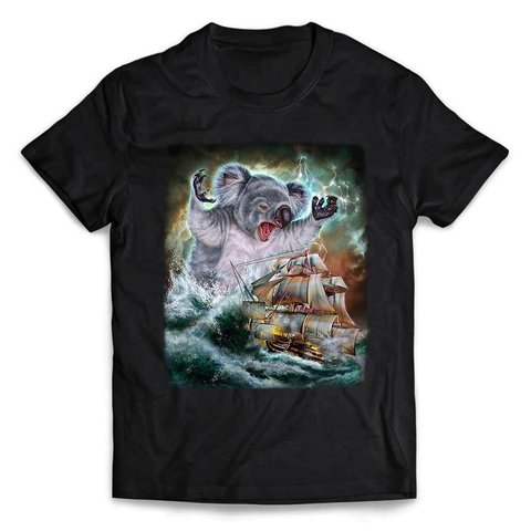 半袖Tシャツ 船を襲う コアラ 海 雷 嵐 by FOX REPUBLIC