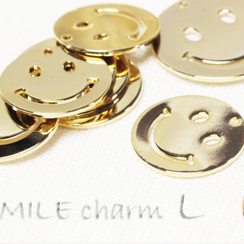 15mm【4個】SMILE＊にこちゃんチャーム-Ｋ28（L）《金色》