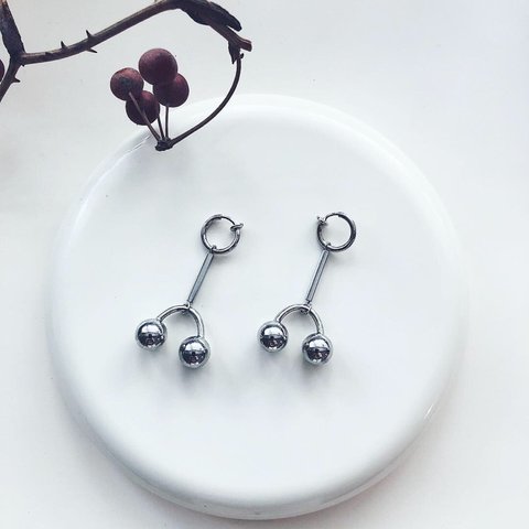 solde  イヤリング  ピアス  ノンホールピアス ハンドメイド アクセサリー ファッション  handmade simple シンプル  ナチュラル シルバー