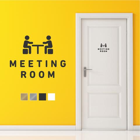 【賃貸でも】MEETING ROOM ドア サインステッカー│シンプルアイコン│ミーティングルーム ドア用