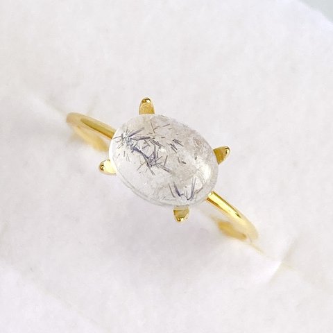 デュモルチェライトインクォーツ Silver925 リング 8×6mm(1.36ct)