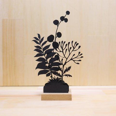 Paper plant E（紙製植物+木製ベース付）