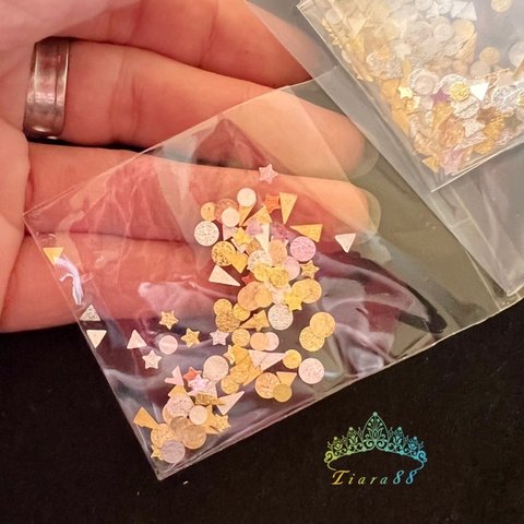 【100p】3mm〜5mm  640#  MIX型 高品質メタルパーツ /ネイル/レジン封入　ネイルシール　ネイルホイル