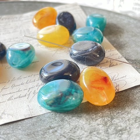 12pcs★beads・ marble mix color（アクリルビーズ）