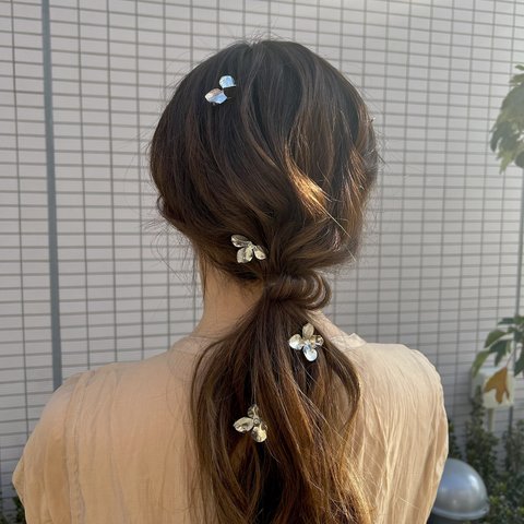 蝶々フラワーヘアクリップ(6個/1セット)