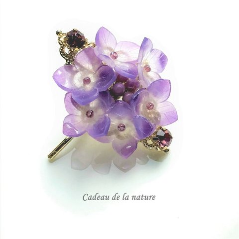 紫陽花のビジューポニーフック(紫)