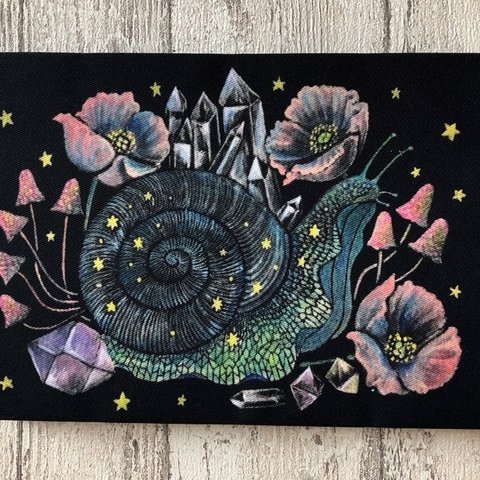 星月猫★アート「カタツムリ銀河」絵画　SM 複製画　木製パネル貼り22.7cmｘ15.8cm　厚み２㎝　「001」