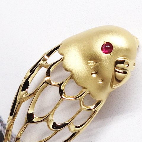 ルチノーセキセイブローチ・天然ルビーの瞳【Pio by Parakee】budgie ruby broach