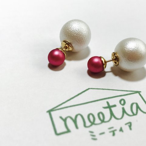 fuchsia pink ピアス パールキャッチ