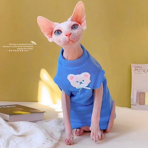 猫服 ペット服 ネコ 純綿熊柄袖なしチョッキ スフィンクス 2色 暖かい 厚手 格好いい 防寒 冬 デボンレックス