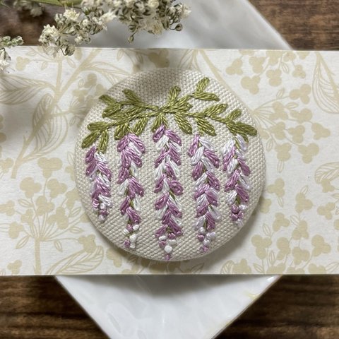 刺繍ブローチorヘアゴム✳︎藤の花