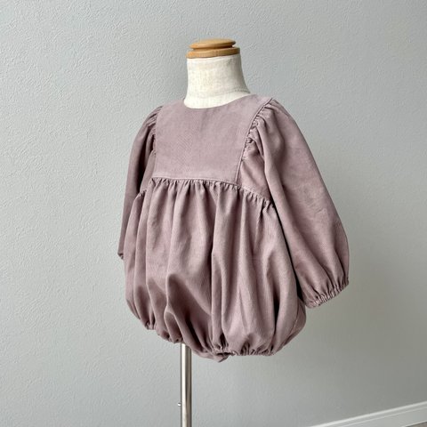 puffed sleeves romper／corduroy／コーデュロイ／ロンパース／ペールライラック