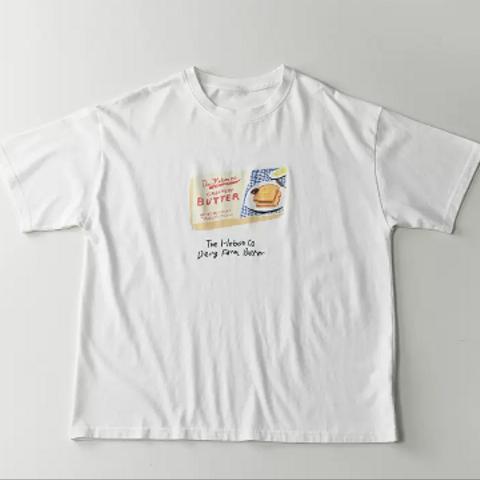 丸襟 シンプル 純綿 プリント Tシャツ ゆったり 半袖の上着
