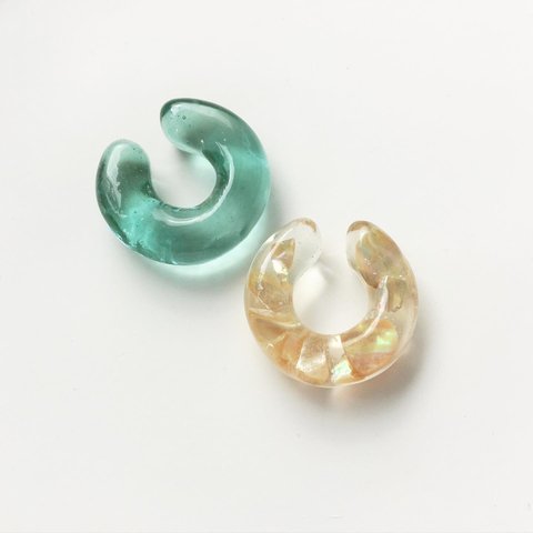 SHELL ( white )× POTE ( 湖面の通り雨 ) earcuffセット