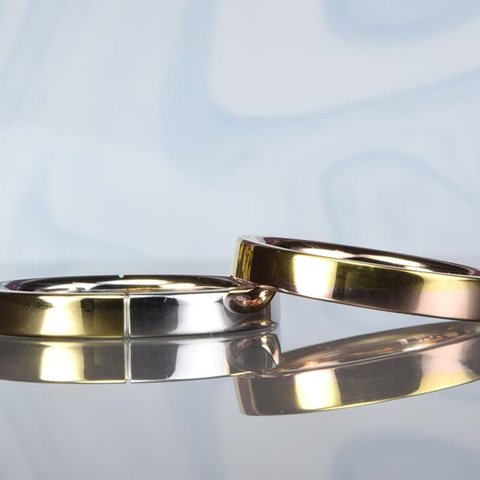 新作オリジナル結婚指輪｜四つの表情＆素材が斜めにワイプで切り替わるマリッジのペア