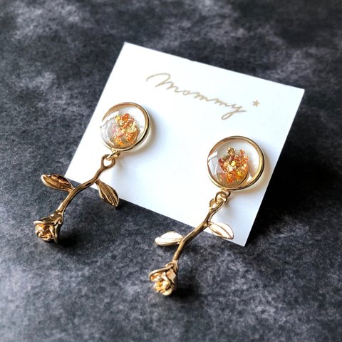 rose×orange 大ぶりピアス・イヤリング